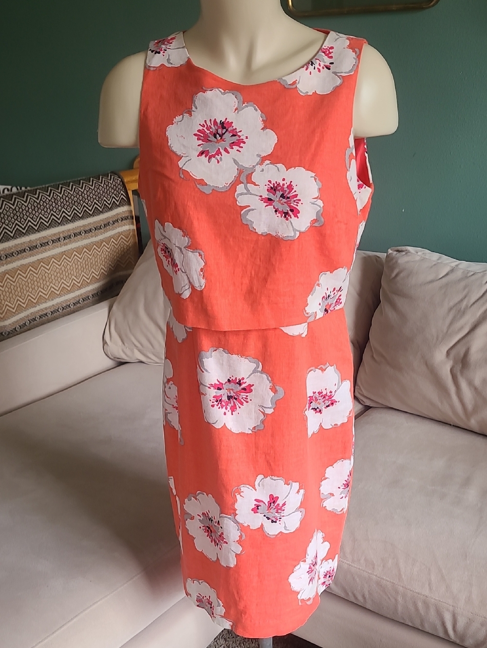 Ivanka Trump Coral Floral Midi Sheath Dress